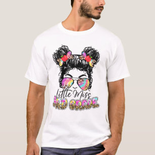 Little Miss 3Rd Grade Leopard Messy Bun Girls Back T-Shirt
