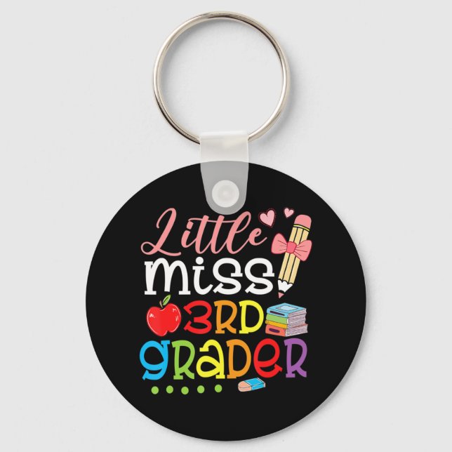 Little Miss 3rd Grader Back To School Girls Third  Key Ring (Front)