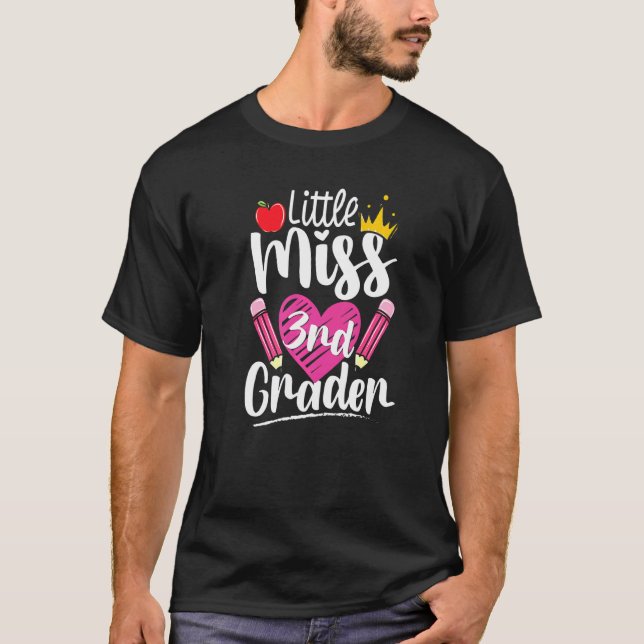 Little Miss 3rd Grader Back To School Hello Third  T-Shirt (Front)