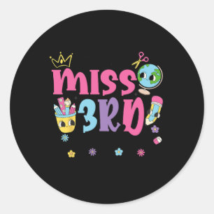 Little Miss 3rd Grader First Day Of School 3rd Gra Classic Round Sticker