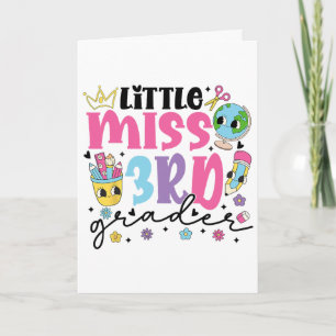 Little Miss 3rd Grader First Day Of School Kawaii Card