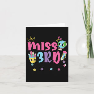Little Miss 3rd Grader First Day Of School Kawaii Card