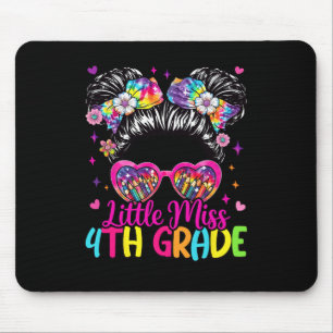 Little Miss 4th Fourth Grade Messy Bun First Day O Mouse Pad