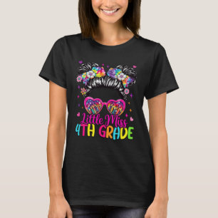 Little Miss 4th Fourth Grade Messy Bun First Day O T-Shirt