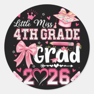 Little Miss 4th Grade Grad 2026 Girls Kids Graduat Classic Round Sticker