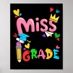 Little Miss 5th Fifth Grade Cute Back To School Poster