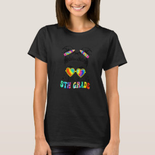 Little Miss 5th Grade Back To School Tie Dye Messy T-Shirt