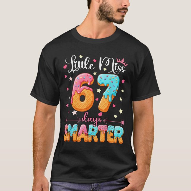 Little Miss 67 Days Smarter Kids Girls 67th Day Of T-Shirt (Front)