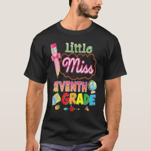 Little Miss 7th Grade Pencil Bow Back To School Se T-Shirt