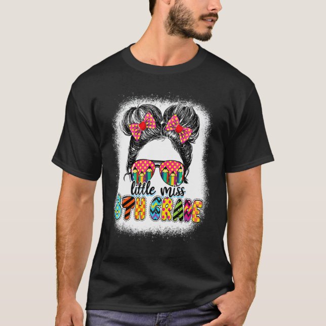 Little Miss 8th Grade Messy Bun Girl Back To Schoo T-Shirt (Front)