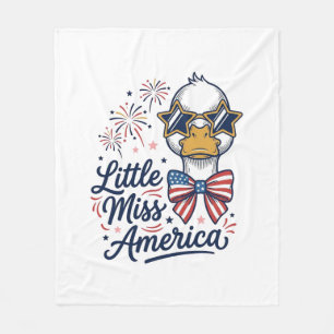 Little Miss America Patriotic Duck Vintage Shirt ( Fleece Blanket