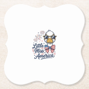 Little Miss America Patriotic Duck Vintage Shirt ( Paper Coaster