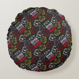Little Miss Bad   Black, Red & Yellow Pattern Round Cushion
