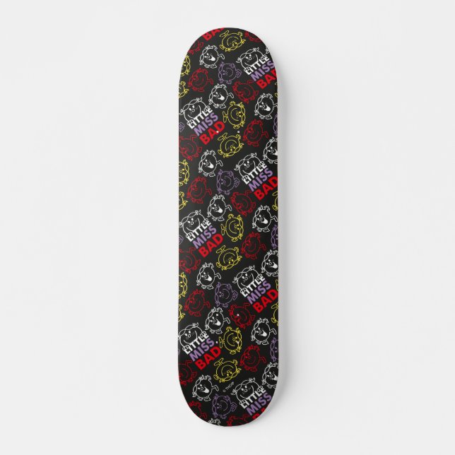 Little Miss Bad | Black, Red & Yellow Pattern Skateboard (Front)