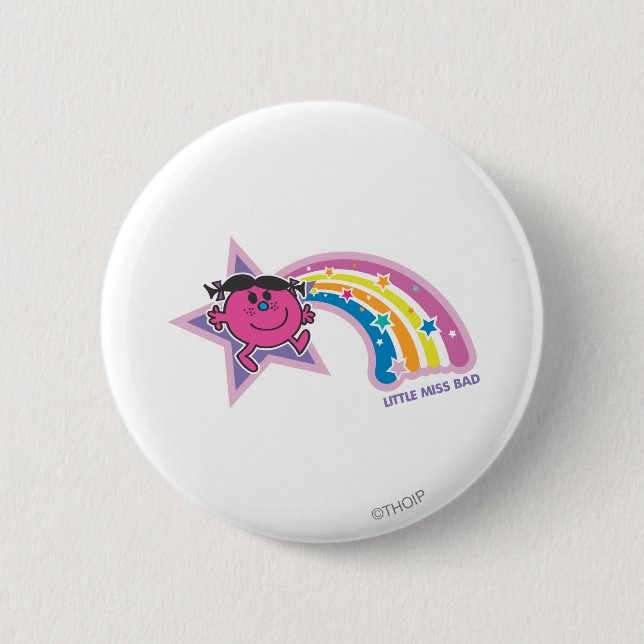 Little Miss Bad & Rainbow 6 Cm Round Badge (Front)