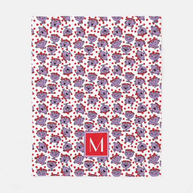 Little Miss Bad | Red Polka Dot Pattern | Monogram Fleece Blanket (Front)