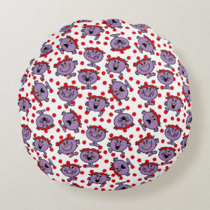 Little Miss Bad   Red Polka Dot Pattern Round Cushion