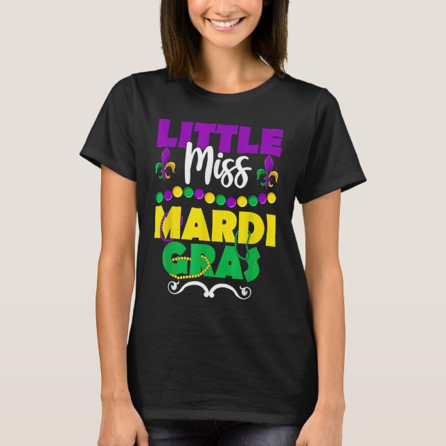 Little Miss Beads Mardi Gras Outfit For Women Girl T-Shirt (Front)