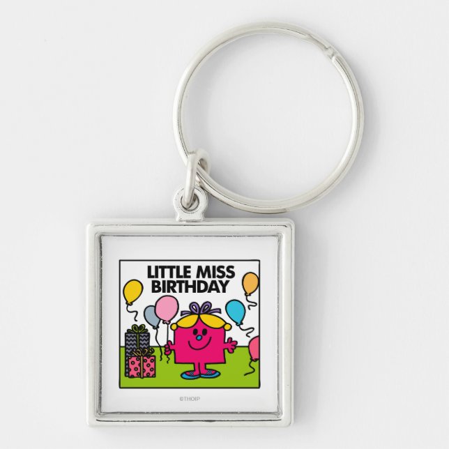 Little Miss Birthday | Presents & Balloons Key Ring (Front)