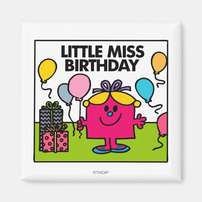Little Miss Birthday | Presents & Balloons Magnet (Front)