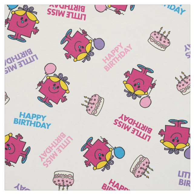 Little Miss Birthday With Pink Balloon Fabric (Swatch)