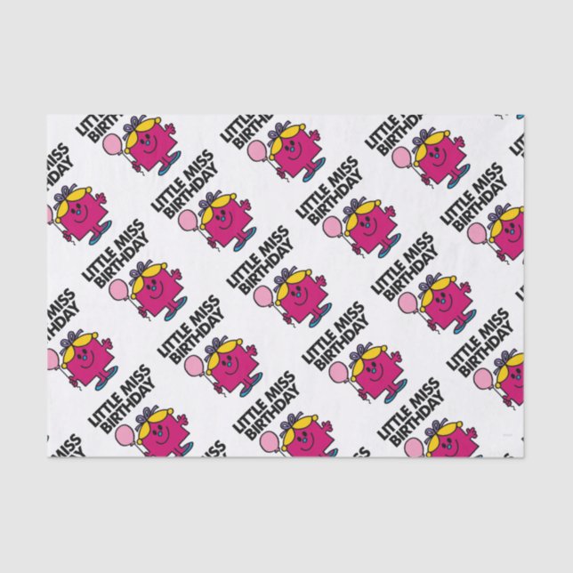 Little Miss Birthday With Pink Balloon Tissue Paper (Front)