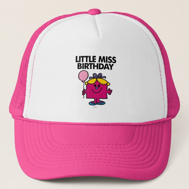Little Miss Birthday With Pink Balloon Trucker Hat (Front)