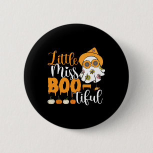Little Miss Boo-tiful Cute Boo Ghost Halloween Tod 6 Cm Round Badge