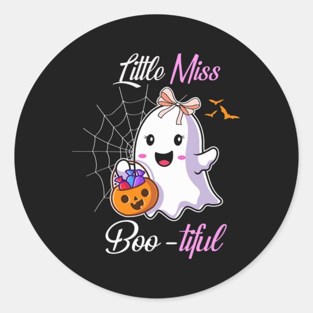 Little Miss Boo-tiful Funny Cute Halloween Costume Classic Round Sticker (Front)