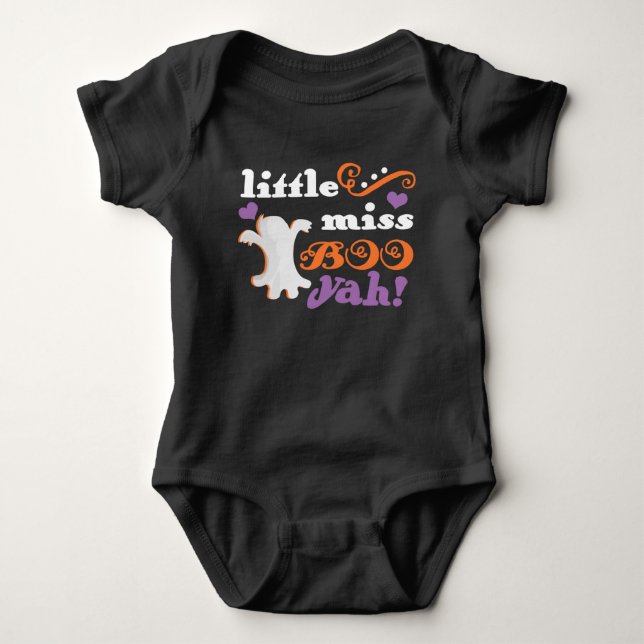 little miss boo yah cute halloween baby bodysuit (Front)