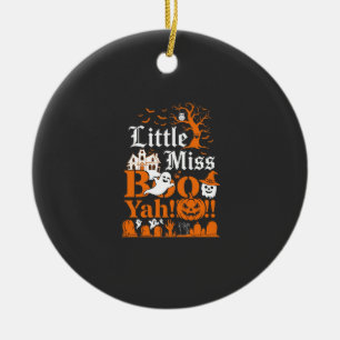 Little Miss Boo Yah Halloween Ghost Pumpkin Bats Ceramic Ornament