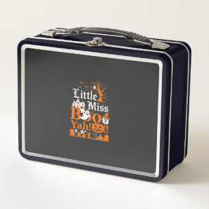 Little Miss Boo Yah Halloween Ghost Pumpkin Bats Metal Lunch Box