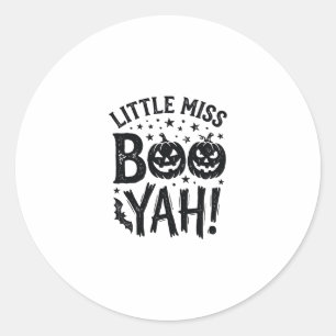 Little Miss Boo Yah Vintage Halloween Shirt Design Classic Round Sticker