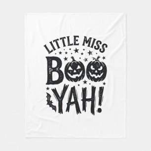 Little Miss Boo Yah Vintage Halloween Shirt Design Fleece Blanket