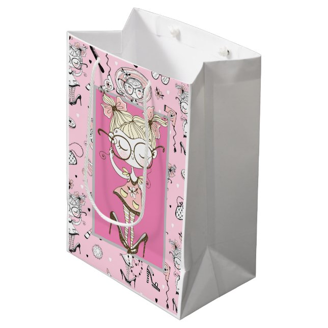 Little Miss Boss Girl Medium Gift Bag (Front Angled)