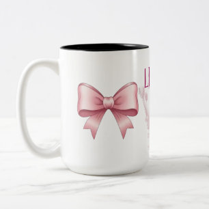 Little Miss Bow Personalised Birthday Girl bags Two-Tone Coffee Mug