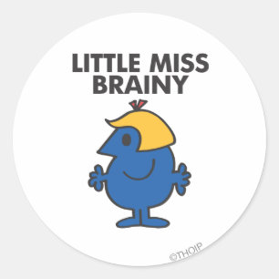 Little Miss Brainy Standing Still Classic Round Sticker