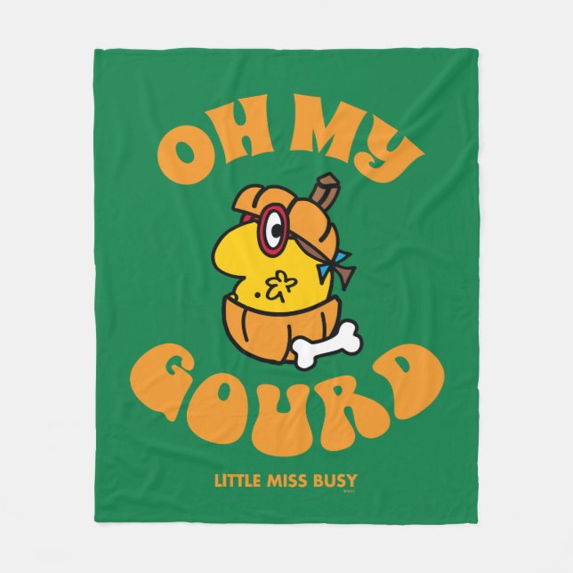 Little Miss Busy Oh My Gourd Halloween Fleece Blanket (Front)