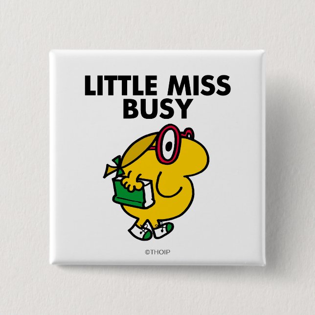 Little Miss Busy | Reading Time 15 Cm Square Badge (Front)