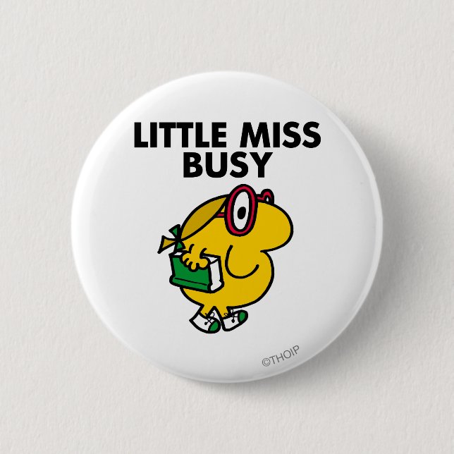 Little Miss Busy | Reading Time 6 Cm Round Badge (Front)