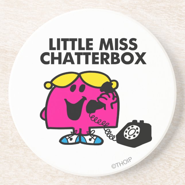 Little Miss Chatterbox & Black Telephone Coaster (Front)