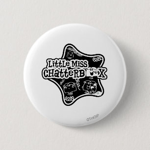 Little Miss Chatterbox Black & White Star 6 Cm Round Badge