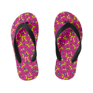 Little Miss Chatterbox   Bright Pink Pattern Kid's Thongs