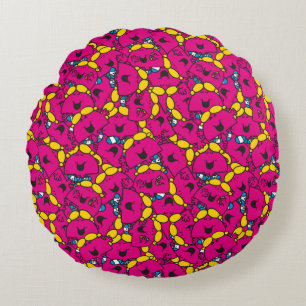 Little Miss Chatterbox   Bright Pink Pattern Round Cushion