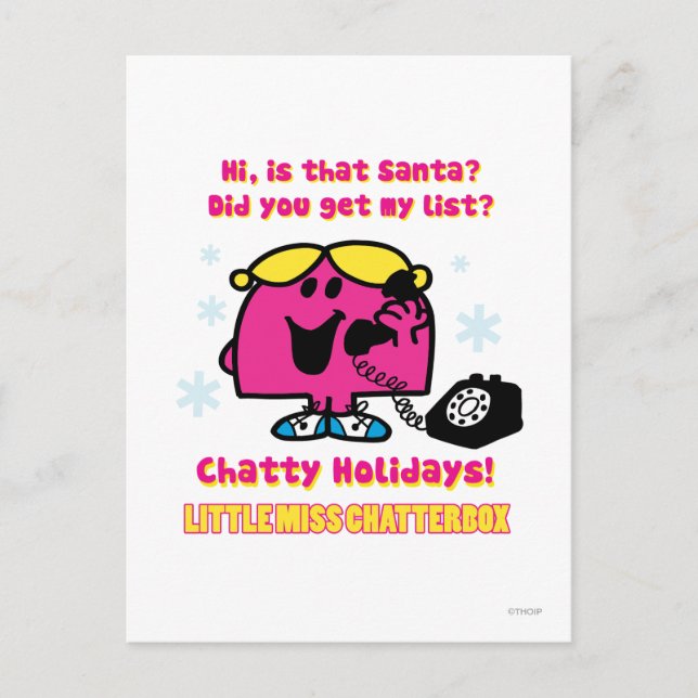 Little Miss Chatterbox Christmas Wish List Holiday Postcard (Front)