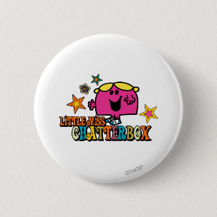Little Miss Chatterbox & Colourful Stars 6 Cm Round Badge