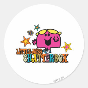 Little Miss Chatterbox & Colourful Stars Classic Round Sticker
