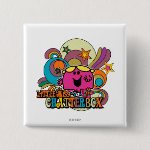 Little Miss Chatterbox & Colourful Swirls 15 Cm Square Badge