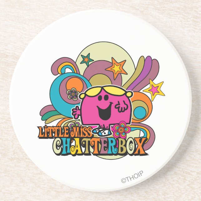Little Miss Chatterbox & Colourful Swirls Coaster (Front)