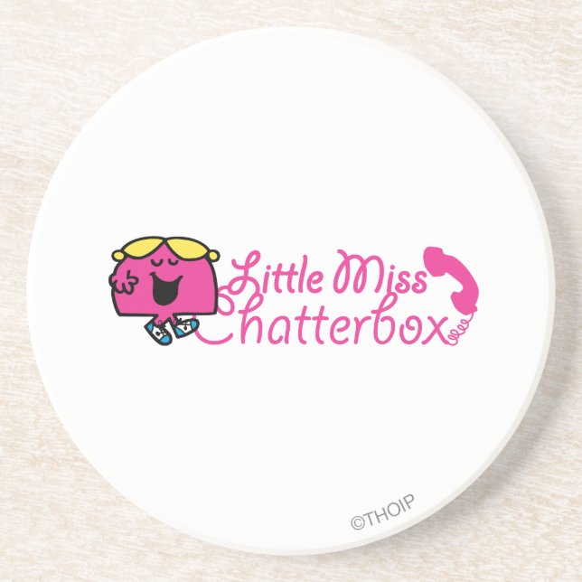 Little Miss Chatterbox | Telephone Cord Lettering Coaster (Front)